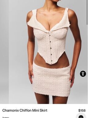Danielle Guizio Ivory Textured Corset Top & Mini Skirt